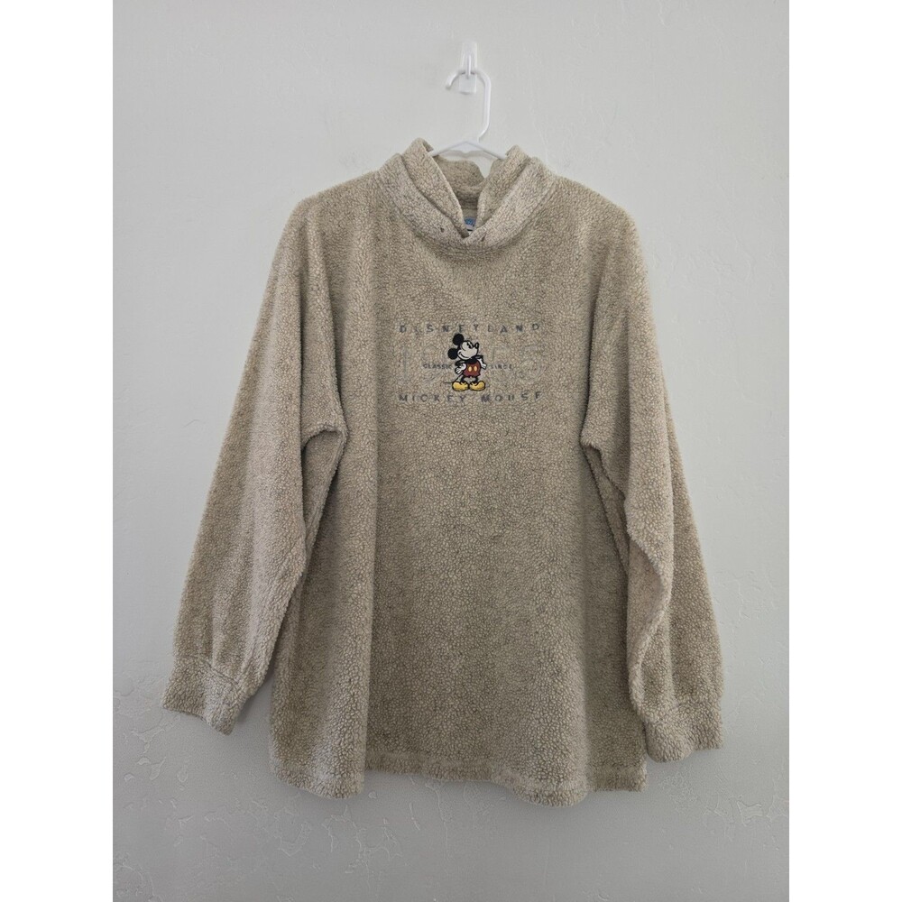 Vtg Disneyland Mickey Mouse Pullover Sherpa Fleece Double Collar Size S/M
